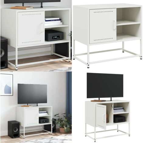 Mobile TV Bianco 68x39x60,5 cm in Acciaio - TV in acciaio - Mobile TV