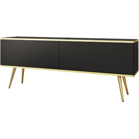 Mobile TV, Bianco, gambe nere, 175 x 30 x 52 cm, apertura push-to-open