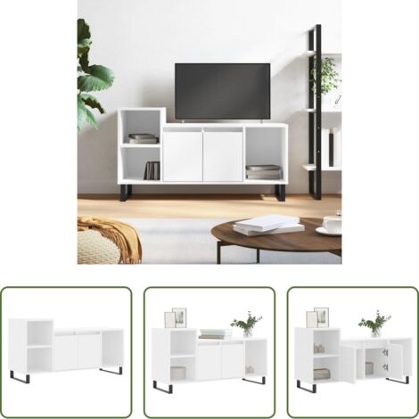 Mobile TV Bianco -  Mobile Porta TV Bianco 100x35x55 cm in Legno Multistrato