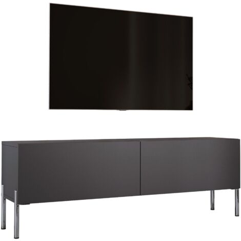 Mobile TV : Bianco Opaco / Bianco Lucido, gambe dorate, 140 x 52 x 32 cm