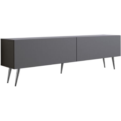 Mobile TV : Bianco Opaco / Bianco Lucido, gambe dorate, 170 x 52 x 32 cm