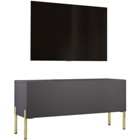 Mobile TV : Bianco Opaco / Bianco Lucido, gambe nere, 100 x 52 x 32 cm