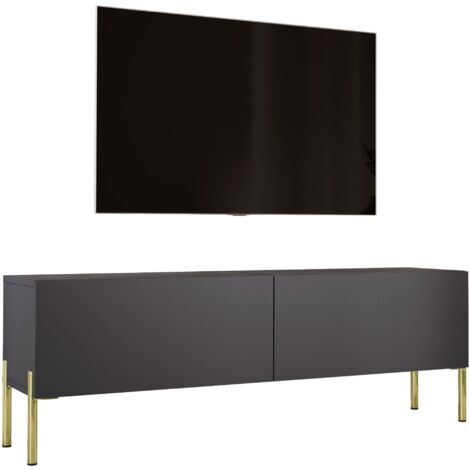 Mobile TV : Bianco Opaco / Bianco Lucido, gambe nere, 140 x 52 x 32 cm