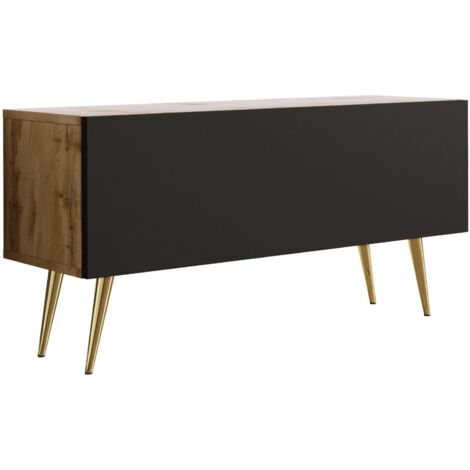 Mobile TV : Bianco Opaco / Bianco Lucido, gambe nere, 140 x 52 x 32 cm