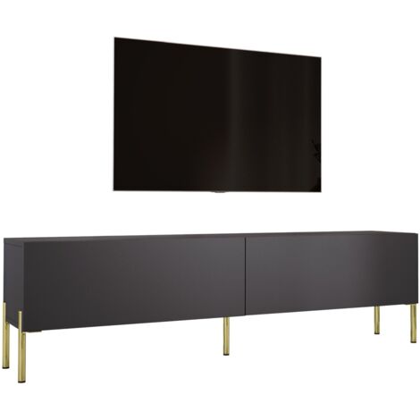 Mobile TV : Bianco Opaco / Bianco Lucido, gambe nere, 170 x 52 x 32 cm