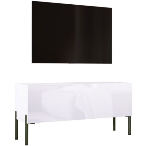Mobile TV : Bianco Opaco, gambe cromate, 100 x 52 x 32 cm
