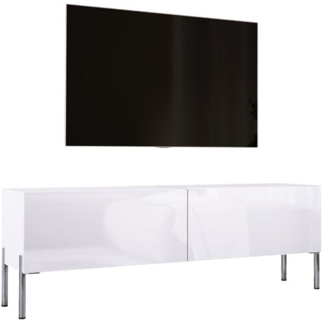 Mobile TV : Bianco Opaco, gambe dorate, 140 x 52 x 32 cm