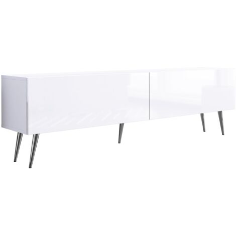 Mobile TV : Bianco Opaco, gambe dorate, 170 x 52 x 32 cm
