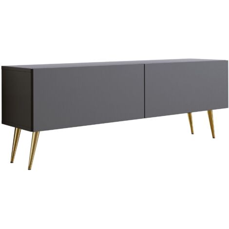 Mobile TV : Bianco Opaco, gambe nere, 140 x 52 x 32 cm