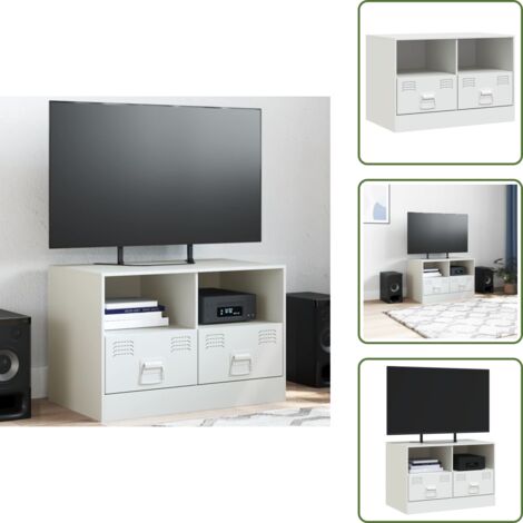 Mobile TV Bianco - vidaXL Mobile Porta TV Bianco 67x39x44 cm in Acciaio - Mobile TV con Cassetti