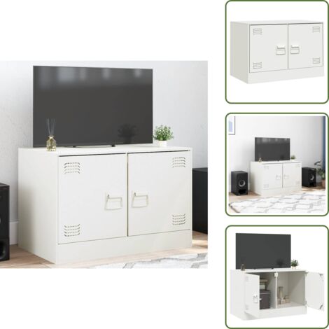 Mobile TV Bianco - vidaXL Mobile Porta TV Bianco 67x39x44 cm in Acciaio - Mobile TV con Maniglie