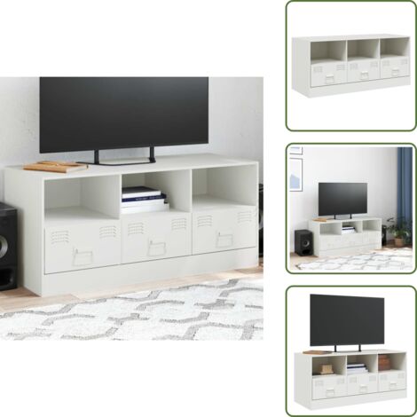 Mobile TV Bianco - vidaXL Mobile Porta TV Bianco 99x39x44 cm in Acciaio - Mobile TV con Cassetti