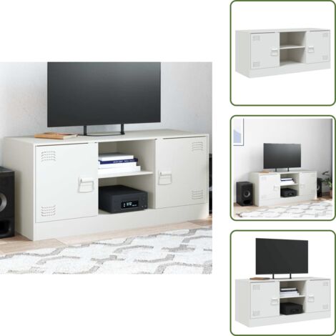 Mobile TV Bianco - vidaXL Mobile Porta TV Bianco 99x39x44 cm in Acciaio - Mobile TV con Maniglie