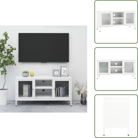 Mobile TV bianco - vidaXL Mobile TV Bianco 105x35x52 cm in Acciaio e Vetro - TV da parete
