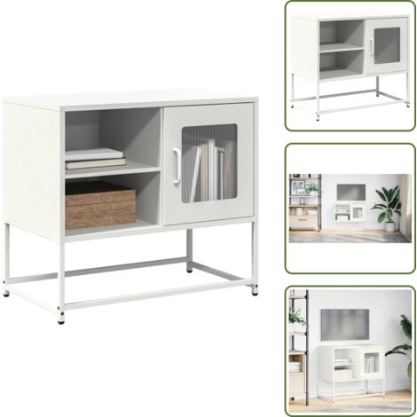 Mobile TV bianco - vidaXL Mobile TV Bianco 68x39x60,5 cm in Acciaio - Mobile TV con ripiani