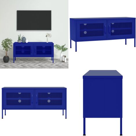 Mobile TV Blu Marino 105x35x50 cm in Acciaio - TV in acciaio - Mobile TV Blu Marino
