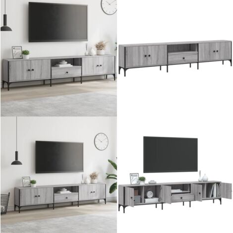 Mobile TV Cassetto Grigio Sonoma 200x25x44 cm Legno Multistrato - Mobile con TV - Mobile in legno