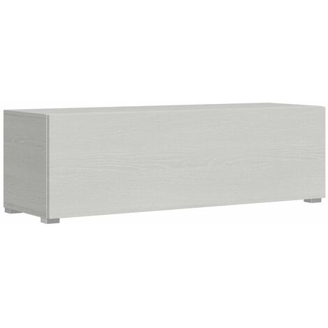 Mobile TV con Anta a Ribalta e Passacavi 133,6x40x39,6 cm con piedini Bianco Frassino