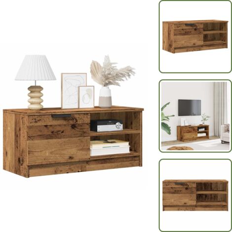 Mobile TV con anta - vidaXL Mobile Porta TV Legno Vecchio 80x35x36,5 cm Legno Multistrato - Mobile TV con spazio portaoggetti