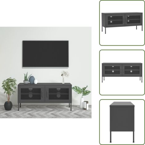 Mobile TV con ante in rete - vidaXL Mobile TV Antracite 105x35x50 cm in Acciaio - Mobile TV con ripiano