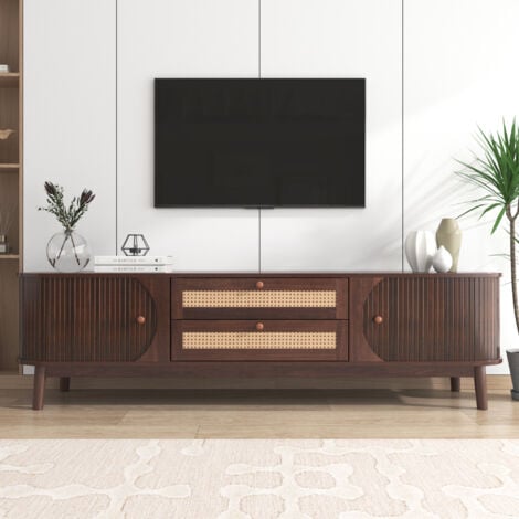 Mobile TV Centaurus Di Dmora - Credenza Soggiorno 180x30x50 Cm Noce E Oro - Foto 10