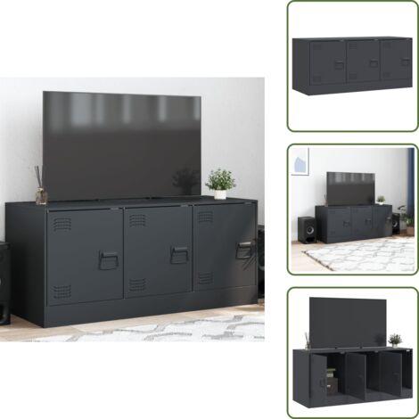 Mobile TV con ante - vidaXL Mobile Porta TV Antracite 99x39x44 cm in Acciaio - Mobile TV con maniglie