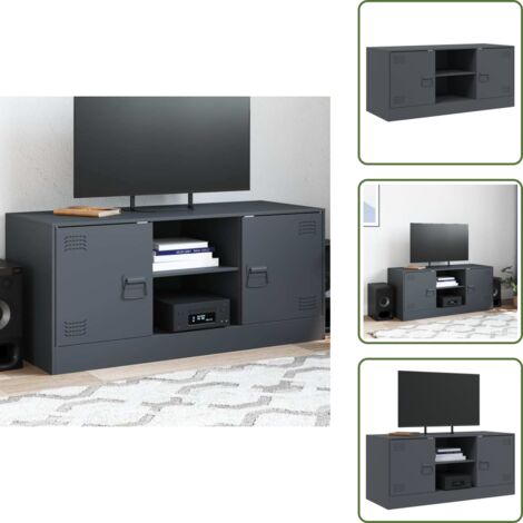 Mobile TV con ante - vidaXL Mobile Porta TV Antracite 99x39x44 cm in Acciaio - Mobile TV con ripiani