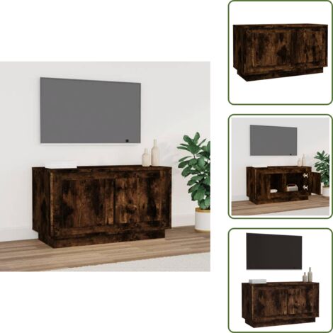 Mobile TV con ante - vidaXL Mobile Porta TV Rovere Fumo 80x35x45 cm in Legno Multistrato - Mobile TV con scomparti