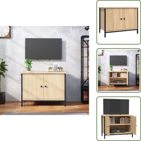 Mobile TV con ante - vidaXL Mobile TV con Ante Rovere Sonoma 60x35x45 cm Legno Massello di Acacia - Mobile TV rovere