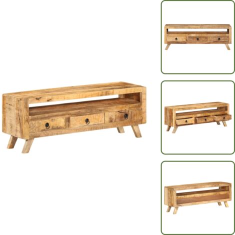 Mobile TV con cassetti - vidaXL Mobile Porta TV 110x30x40 cm in Legno Massello di Mango - Mobile TV con ripiano