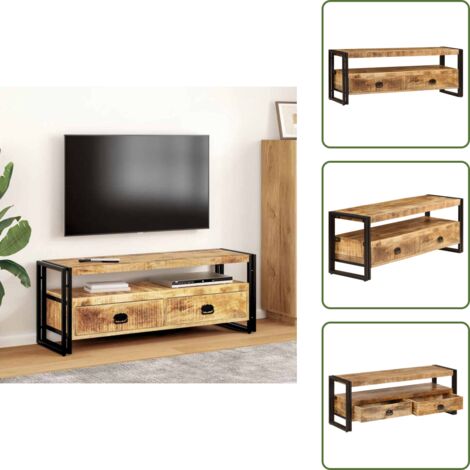 Mobile TV con cassetti - vidaXL Mobile Porta TV 120x35x45 cm Legno Massello di Mango - Mobile TV in acciaio