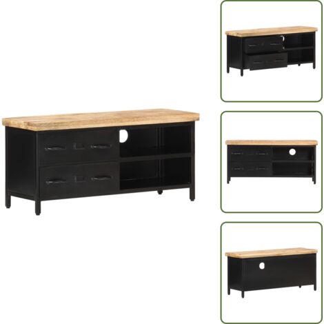 Mobile TV con cassetti - vidaXL Mobile Porta TV 90x30x41 cm in Legno di Mango Grezzo - Mobile TV con scomparti