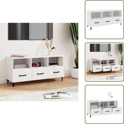 Mobile TV con cassetti - vidaXL Mobile Porta TV Bianco 102x35x50 cm in Legno Multistrato - Mobile TV per soggiorno