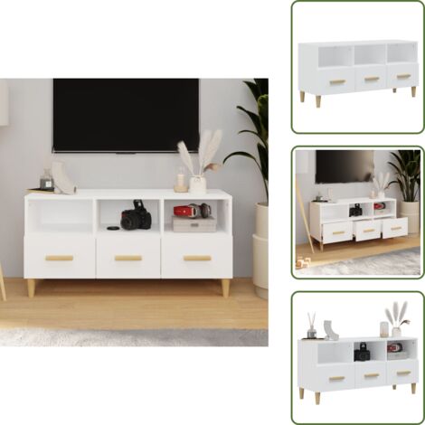 Mobile TV con cassetti - vidaXL Mobile Porta TV Bianco 102x36x50 cm in Legno Multistrato - Mobile TV per soggiorno