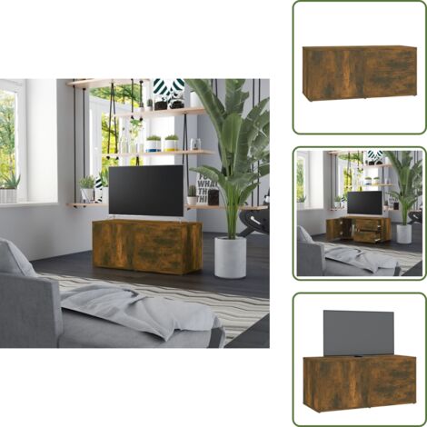 Mobile TV con cassetti - vidaXL Mobile Porta TV Rovere Fumo 80x34x36 cm in Legno Multistrato - Mobile TV con scomparto
