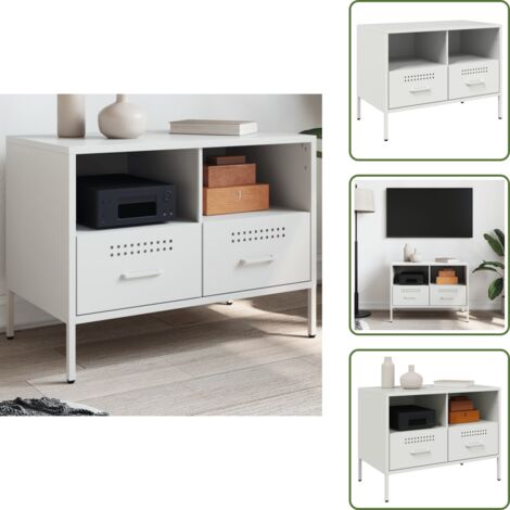 Mobile TV con cassetti - vidaXL Mobile TV Bianco 68x39x50,5 cm in Acciaio - Mobile TV con scomparti