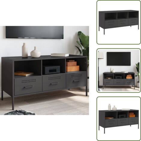 Mobile TV con cassetti - vidaXL Mobile TV Nero 100,5x39x50,5 cm in Acciaio - Mobile TV con scomparti