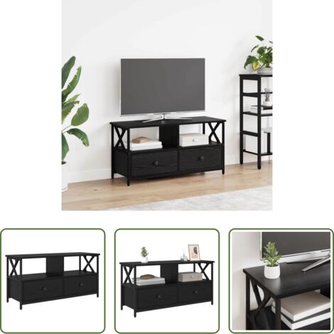 Mobile TV con cassetto -  Mobile TV con cassetto Rovere Nero 90 x 33 x 45 cm