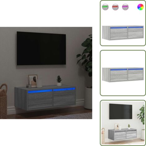 Mobile TV con cassetto - vidaXL Mobile Porta TV con Luci LED Grigio Sonoma 75x35,5x25 cm - Mobile TV per stanza