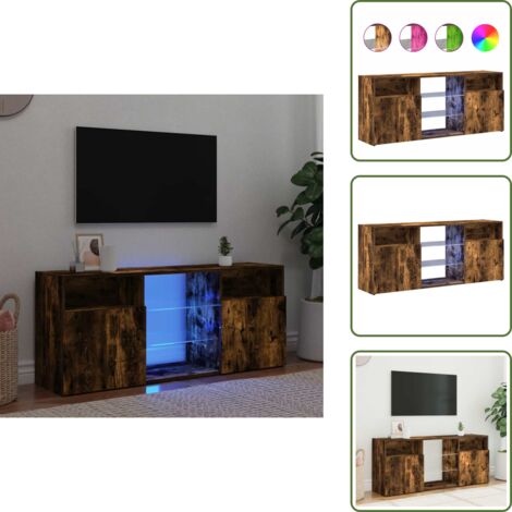 Mobile TV con design moderno - vidaXL Mobile Porta TV con Luci LED Rovere Fumo 120x30x50 cm - Mobile TV con spazio di stoccaggio