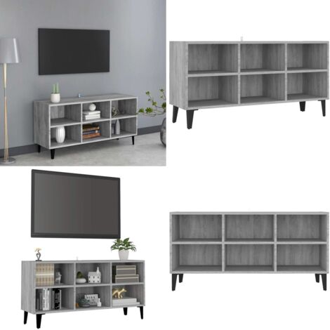 Mobile TV con Gambe in Metallo Grigio Sonoma 103,5x30x50 cm - Credenza con scomparti - Mobile da parete