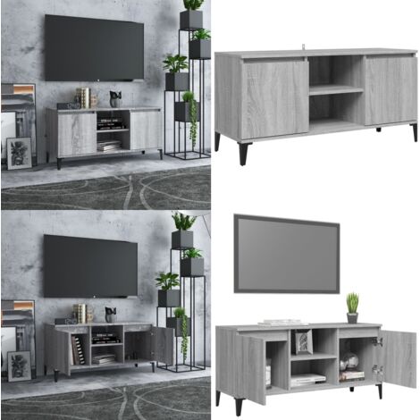 Mobile TV con Gambe in Metallo Grigio Sonoma 103,5x35x50 cm - Credenza con ripiani - Credenza con scomparti