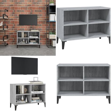 Mobile TV con Gambe in Metallo Grigio Sonoma 69,5x30x50 cm - Credenza con 4 scomparti - Mobile da parete