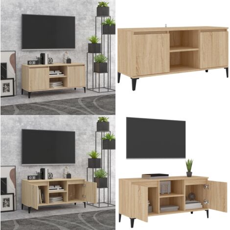 Mobile TV con Gambe in Metallo Rovere Sonoma 103,5x35x50 cm - TV con gambe in metallo - Credenza TV