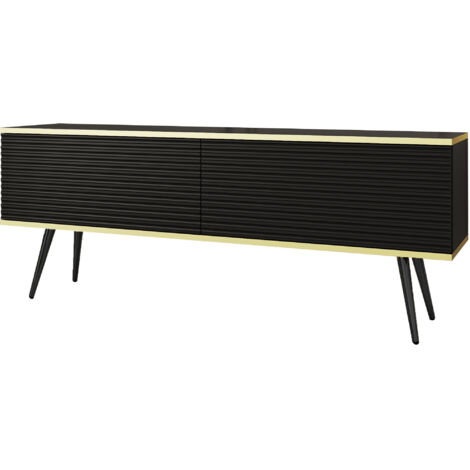 Mobile TV con lamelles bianche, 175 x 30 x 32 cm, apertura push-to-open