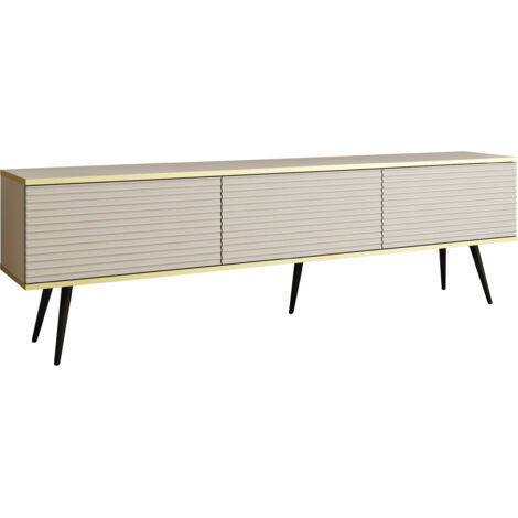 Mobile TV con lamelles grigie, 175 x 30 x 32 cm, apertura push-to-open