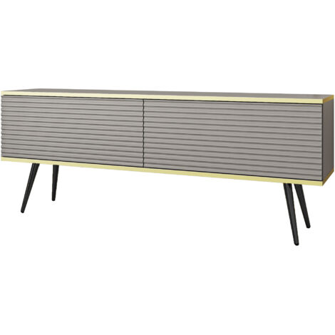Mobile TV con lamelles nere, 175 x 30 x 32 cm, apertura push-to-open