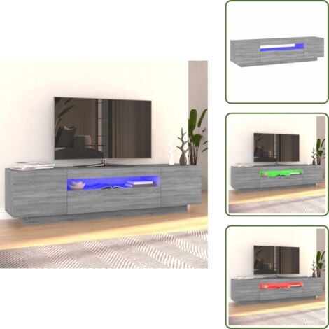 Mobile TV con LED - vidaXL Mobile Porta TV con Luci LED Grigio Sonoma 160x35x40 cm - TV stand con luci a LED