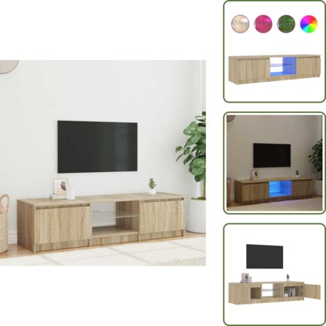 Mobile TV con LED - vidaXL Mobile Porta TV con Luci LED Rovere Fumo 140x40x36 cm -