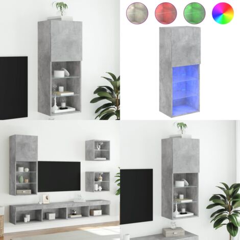 Mobile TV con Luci LED Grigio Cemento 40,5x30x102 cm - Luci LED - Mobile TV